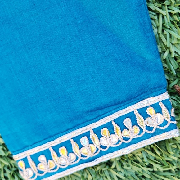 Fabindia Teal Kurta with Gota Embroidery - Picture 4 of 5